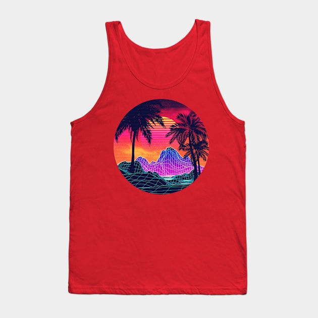 Vaporwave rocks and palm trees Tank Top by AnnArtshock